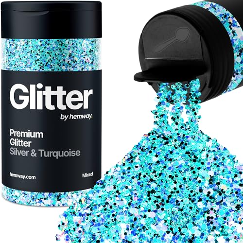 Hemway Chunky Glitzer 105g/3.7oz Mixed Craft Glitzer Puder Pailletten Metallische Flocken für Nail Art Körper Gesicht Auge Haar Fest, Epoxidharz Tumblers Handwerk, Party - Silber Thai Disc Mix von Hemway