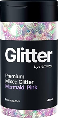 Hemway Chunky Glitzer 120g/4.2oz Mixed Craft Glitzer Puder Pailletten Metallische Flocken für Nail Art Körper Gesicht Auge Haar Fest, Epoxidharz Tumblers Handwerk, Party - Meerjungfrau Rosa Mix von Hemway