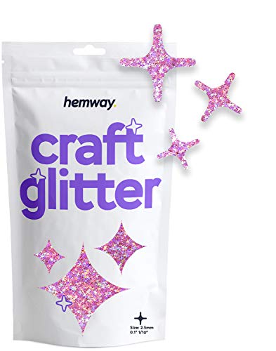 Hemway Craft Glitter - 1/10" 0.1" 2.5mm - Four Sided Star Shaped Glitter Festive For Decoration, Kids Scrapbook, Arts, Craft, Design, Nail, Cosmetic - Pink Holographic - 50g von Hemway