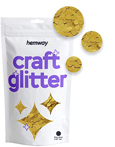 Hemway Craft Glitter - 1/4" 0.25" 6mm - Circle Sequins Round Glitter For Cosmetic, Nail, Body, Face, Arts, Crafts, Decoration - Gold - 50g von Hemway