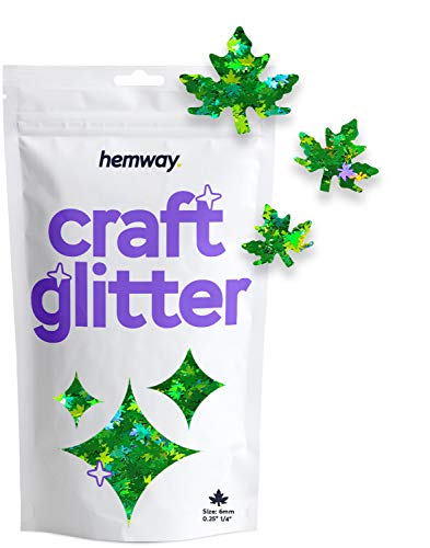 Hemway Craft Glitter - 1/4" 0.25" 6mm - Maple Leaf Shaped Novelty Glitter for Nail, Decoration, Crafts, Face and Body - Emerald Green Holographic - 50g von Hemway