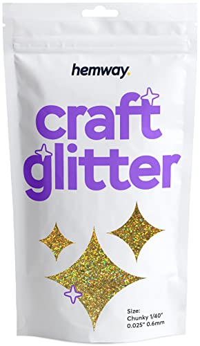 Hemway Craft Glitter 100g 3,5 Unzen Chunky 1/40" 0,025" 0.6MM (Gold Holographic) von Hemway