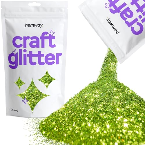 Hemway Craft Glitter 100g 3,5 Unzen Chunky 1/40" 0,025" 0.6MM (Lindgrün) von Hemway