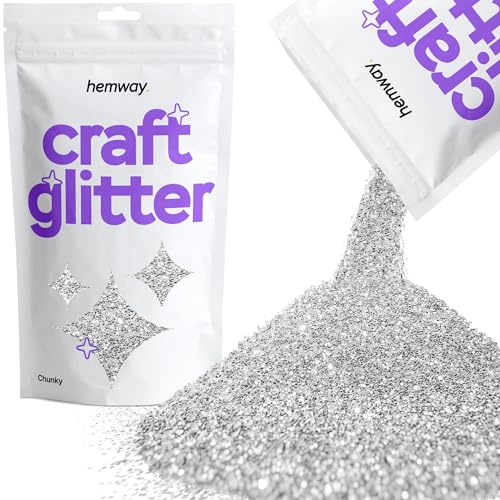 Hemway Craft Glitter 100g 3,5 Unzen Chunky 1/40" 0,025" 0.6MM (Silber) von Hemway