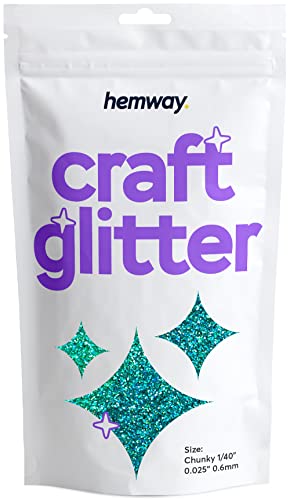 Hemway Craft Glitter 100g 3,5 Unzen Chunky 1/40" 0,025" 0.6MM (Turquoise Holographic) von Hemway