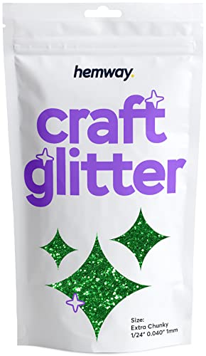 Hemway Craft Glitter 100g 3,5 Unzen Extra-Chunky 1/24" 0,040" 1 mm (Emerald Green) von Hemway