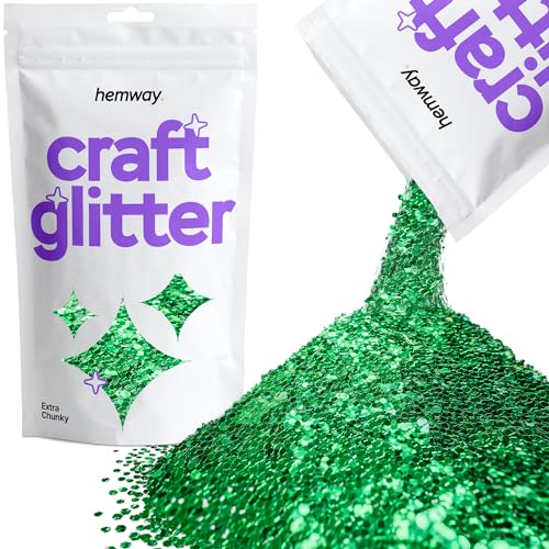 Hemway Craft Glitter 100g 3,5 Unzen Extra-Chunky 1/24" 0,040" 1 mm (Emerald Green) von Hemway