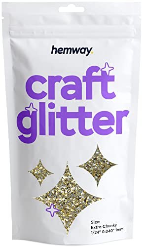 Hemway Craft Glitter 100g 3,5 Unzen Extra-Chunky 1/24" 0,040" 1 mm (Gold, Silber) von Hemway