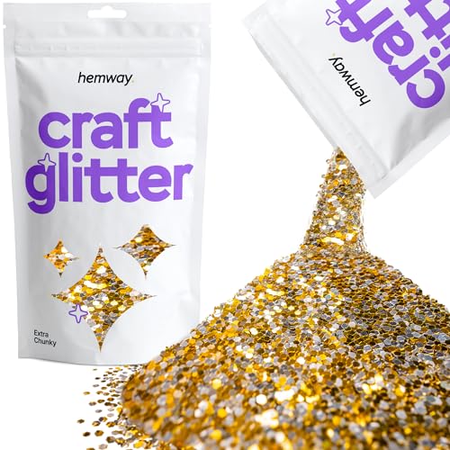 Hemway Craft Glitter 100g 3,5 Unzen Extra-Chunky 1/24" 0,040" 1 mm (Gold, Silber) von Hemway