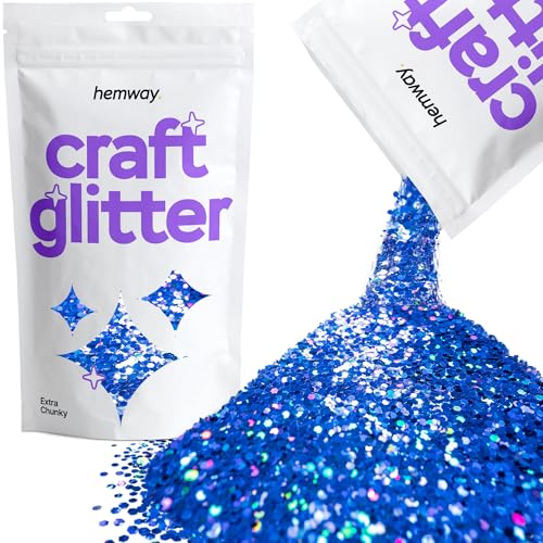 Glitzer zum Basteln Saphirblau holografisches Harz Trinkgläser Karten Weihnachtsschmuck Kerzen extra grob 100 g / 3,5 oz von Hemway