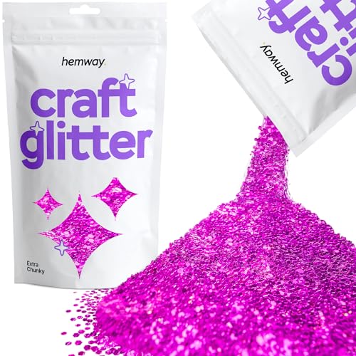 Hemway Craft Glitter 100g 3,5 Unzen Extra-Chunky 1/24" 0,040" 1MM (Fuchsia Pink) von Hemway