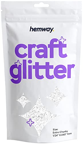 Hemway Craft Glitter 100g 3,5 Unzen Extra-Chunky 1/24" 0,040" 1MM (weiß) von Hemway