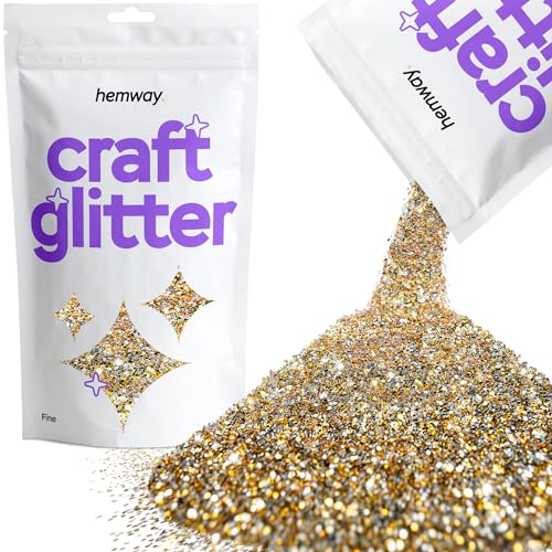 Hemway Craft Glitter 100g 3,5 Unzen FINE 1/64" 0,015" 0.4MM (Gold, Silber) von Hemway