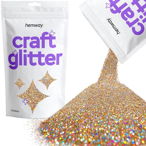 Hemway Craft Glitter 100g 3,5 Unzen Feinstsichter 1/128" 0,008" 0.2MM (Gold, Silber, Holographic) von Hemway