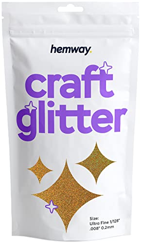 Hemway Craft Glitter 100g 3,5 Unzen Feinstsichter 1/128" 0,008" 0.2MM (Gold Holographic) von Hemway