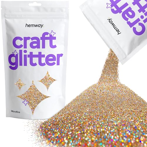 Hemway Holografischer Bastel-Glitzer, Silber, Gold, mikrofein, 0,1 mm, für Kunsthandwerk, Becher, Papier, Glas, Dekorationen, DIY-Projekte, 100 g von Hemway