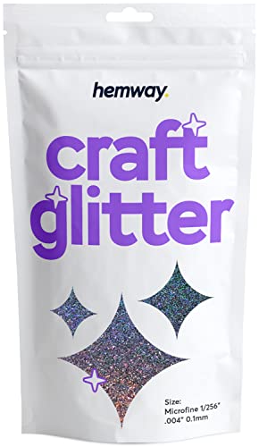 Hemway Holografischer Bastel-Glitzer, Metallfarbe, mikrofein, 0,1 mm, für Kunsthandwerk, Becher, Papier, Glas, Dekorationen, DIY-Projekte, 100 g von Hemway