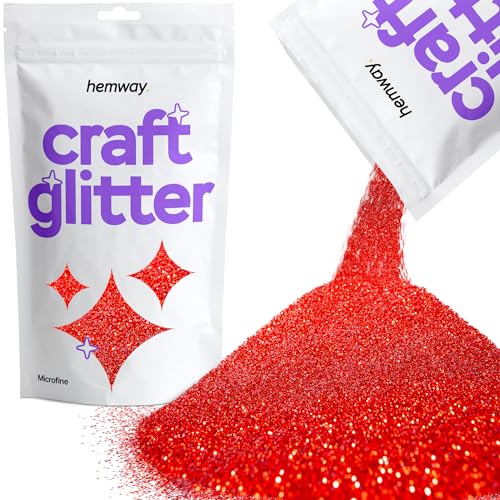 Hemway Bastel-Glitzer, Rot, mikrofein, 0,1 mm, für Kunsthandwerk, Becher, Papier, Glas, Dekorationen, DIY-Projekte, 100 g von Hemway