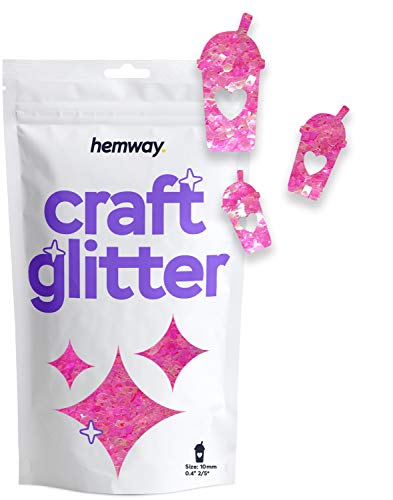 Hemway Craft Glitter - 2/5" 0.4" 10mm - Milkshake Shaped Glitter For Decoration, Kids, Scrapbook, Arts, Craft, Design, Nail, Cosmetic - Baby Pink - 50g von Hemway
