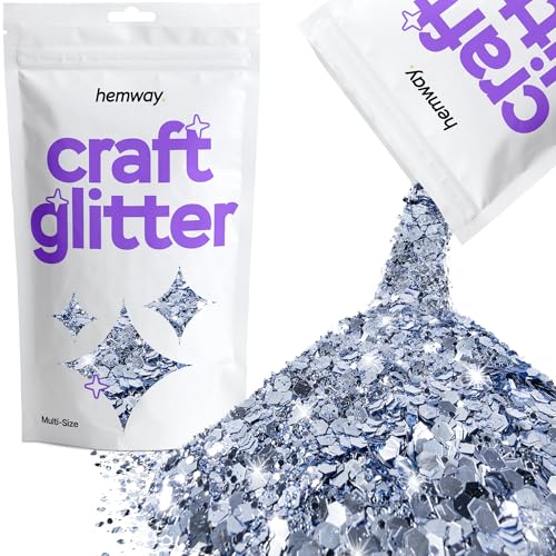 Hemway Craft Glitter - Grobstrick-Fein-Glitter-Mix in verschiedenen Größen für Kunsthandwerk Tumbler Kunstharz Malerei Dekorationen, Kosmetik für Nägel - Azurblau - 100g / 3.5oz von Hemway