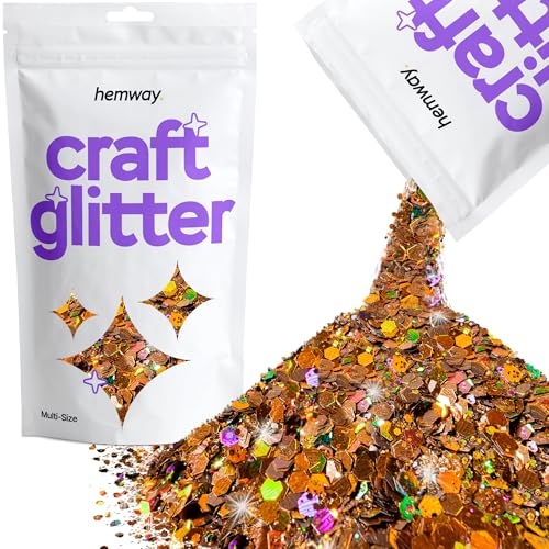 Hemway Craft Glitter - Grobstrick-Fein-Glitter-Mix in verschiedenen Größen für Kunsthandwerk Tumbler Kunstharz Malerei Dekorationen, Kosmetik für Nägel - Bronzebraun Holographisch - 100g / 3.5oz von Hemway