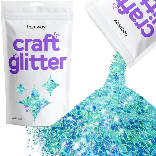 Glitzer zum Basteln verschiedene Größen fluoreszierendes Blau Harz Trinkgläser Karten Weihnachtsschmuck Kerzen grob fein 100 g / 3,5 oz von Hemway