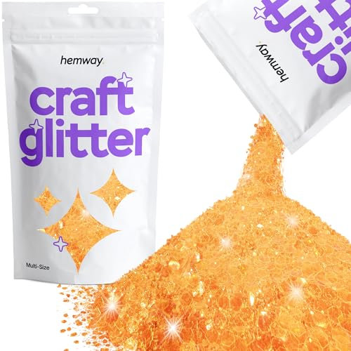 Glitzer zum Basteln verschiedene Größen fluoreszierendes Orange Harz Trinkgläser Karten Weihnachtsschmuck Kerzen grob fein 100 g / 3,5 oz von Hemway