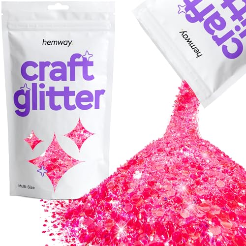 Glitzer zum Basteln verschiedene Größen fluoreszierendes rosa Harz Trinkgläser Karten Weihnachtsschmuck Kerzen grob fein 100 g / 3,5 oz von Hemway