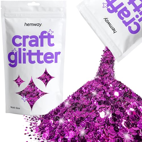 Glitzer zum Basteln verschiedene Größen Fuchsia-Pink Kunstharz Trinkgläser Karten Weihnachtsschmuck Kerzen grob fein 100 g von Hemway