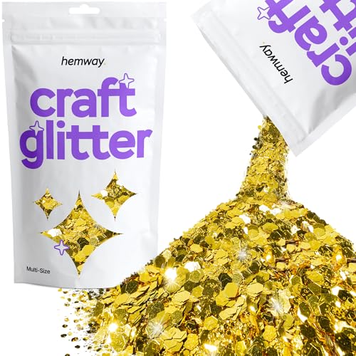 Glitzer zum Basteln verschiedene Größen Gold Kunstharz Trinkgläser Karten Weihnachtsschmuck Kerzen grob fein 100 g von Hemway