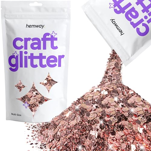 Glitzer zum Basteln verschiedene Größen helles Roségold Kunstharz Trinkgläser Karten Weihnachtsschmuck Kerzen grob fein 100 g von Hemway