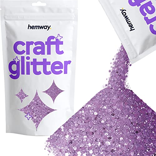 Hemway Craft Glitter - Grobstrick-Fein-Glitter-Mix in verschiedenen Größen für Kunsthandwerk Tumbler Kunstharz Malerei Dekorationen, Kosmetik für Nägel - Lavendel Lila - 100g / 3.5oz von Hemway