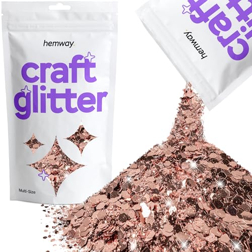 Glitzer zum Basteln verschiedene Größen Roségold Kunstharz Trinkgläser Karten Weihnachtsschmuck Kerzen grob fein 100 g von Hemway