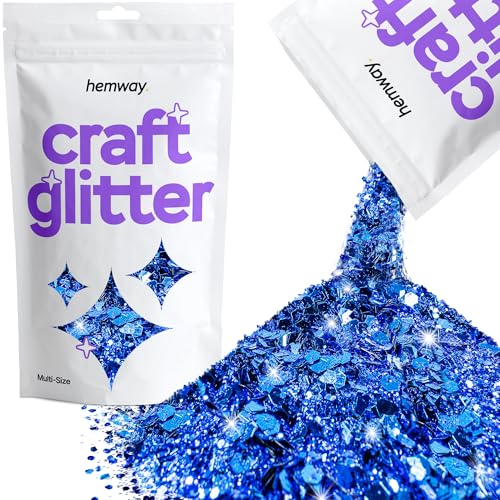 Hemway Craft Glitter - Grobstrick-Fein-Glitter-Mix in verschiedenen Größen für Kunsthandwerk Tumbler Kunstharz Malerei Dekorationen, Kosmetik für Nägel - Saphirblau - 100g / 3.5oz von Hemway