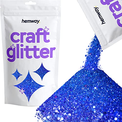 Hemway Craft Glitter - Grobstrick-Fein-Glitter-Mix in verschiedenen Größen für Kunsthandwerk Tumbler Kunstharz Malerei Dekorationen, Kosmetik für Nägel - Saphirblau Holographisch - 100g / 3.5oz von Hemway