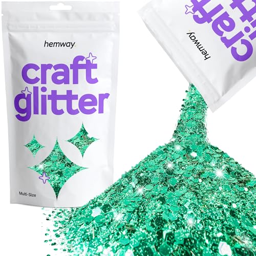 Hemway Craft Glitter - Grobstrick-Fein-Glitter-Mix in verschiedenen Größen für Kunsthandwerk Tumbler Kunstharz Malerei Dekorationen, Kosmetik für Nägel - Türkisblau - 100g / 3.5oz von Hemway