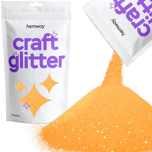 Hemway Craft Glitter Multi Purpose Flakes for Arts Crafts Tumblers Resin Epoxy Nails Wax Scrapbook Glass Schools Decorations - Fluorescent UV Neon Orange - Ultrafine (1/128" 0.008" 0.2mm) 100g / 3.5oz von Hemway