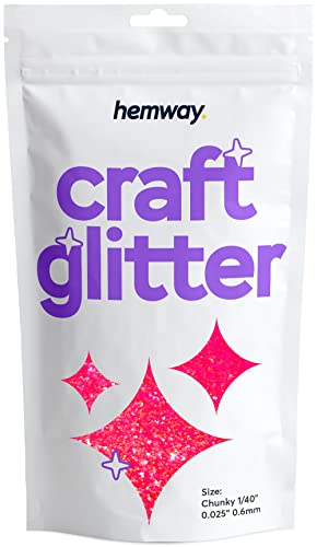 Hemway Craft Glitter Multi Purpose Flakes for Arts Crafts Tumblers Resin Epoxy Nails Wax Scrapbook Glass Schools Decorations - Fluorescent UV Neon Pink - Chunky (1/40" 0.025" 0.6mm) 100g / 3.5oz von Hemway