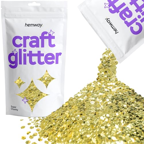 Hemway Craft Glitter - Super Chunky 1/8" 0,125" (3 mm) - Glitter für Kunsthandwerk Tumblers Papier Glasdekorationen Verschönern - 100g - Sand Gold von Hemway