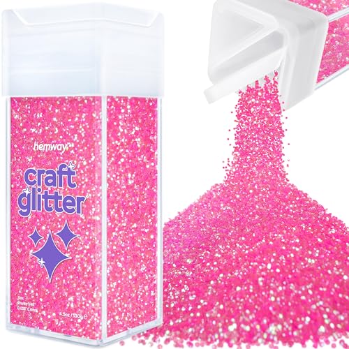 Hemway Craft Glitter Shaker 130g / 4.6oz Glitter for Arts, Crafts, Resin, Tumblers, Nails, Painting, Decoration, Festival, Cosmetic, Body - Chunky (1/40" 0.025" 0.6mm) - Baby Pink Iridescent von Hemway