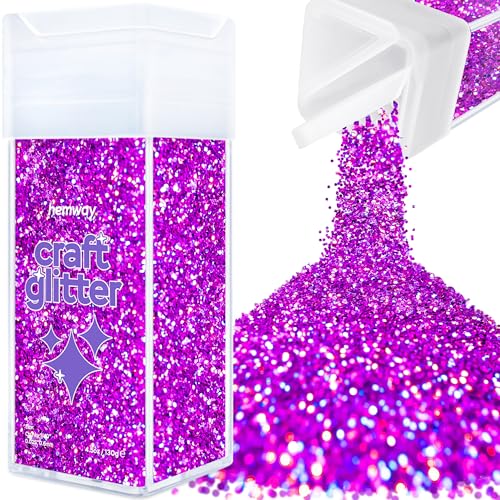 Hemway Craft Glitter Shaker 130g / 4.6oz Glitter for Arts, Crafts, Resin, Tumblers, Nails, Painting, Decoration, Festival, Cosmetic, Body - Chunky (1/40" 0.025" 0.6mm) - Purple Holographic von Hemway