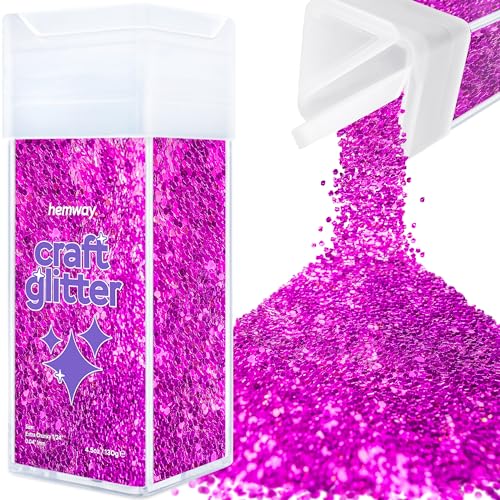 Hemway Craft Glitter Shaker 130g / 4.6oz Glitter for Arts, Crafts, Resin, Tumblers, Nails, Painting, Decoration, Festival, Cosmetic, Body - Extra Chunky (1/24" 0.040" 1mm) - Fuchsia Pink von Hemway