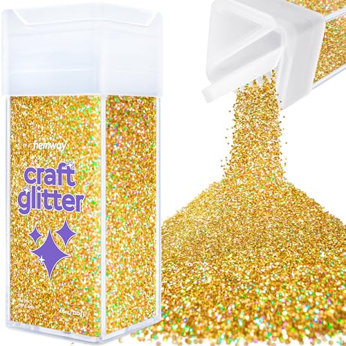 Hemway Craft Glitter Shaker 130g / 4.6oz Glitter for Arts, Crafts, Resin, Tumblers, Nails, Painting, Decoration, Festival, Cosmetic, Body - Fine (1/64" 0.015" 0.4mm) - Gold Holographic von Hemway