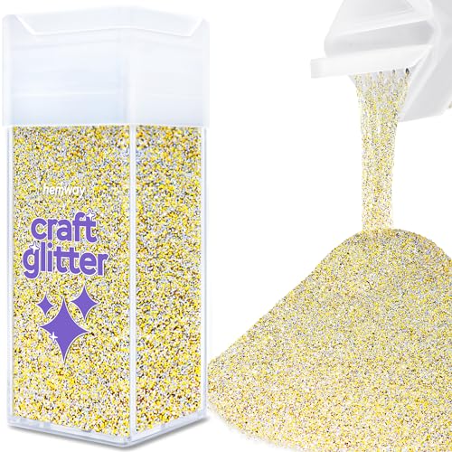 Hemway Craft Glitter Shaker 130g / 4.6oz Glitter for Arts, Crafts, Resin, Tumblers, Nails, Painting, Decoration, Festival, Cosmetic, Body - Microfine (1/256" 0.004" 0.1mm) - Gold Silver von Hemway