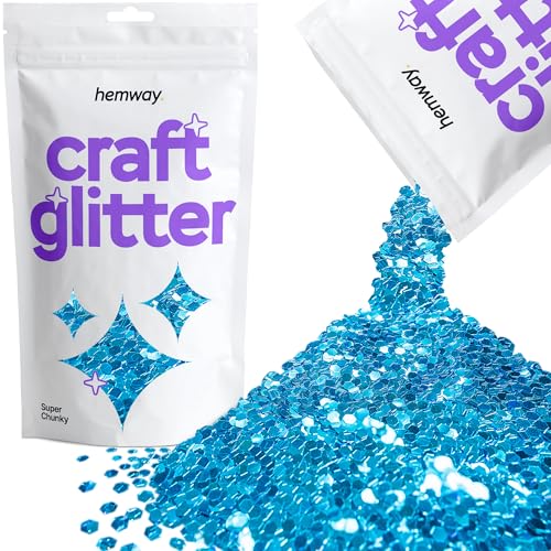 Hemway Craft Glitter - Super Chunky 1/8" 0,125" (3 mm) - Glitter für Kunsthandwerk Tumblers Papier Glasdekorationen Verschönern - 100g - Ocean Blue von Hemway