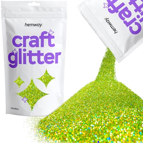 Hemway Craft Glitter 100g 3,5 Unzen Feinstsichter 1/128" 0,008" 0.2MM (Lindgrün Holographic) von Hemway