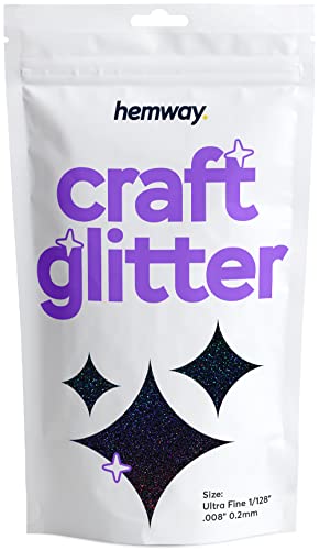 Hemway Schwarz Holographische Craft Glitter 100g 3,5 Unzen Ultrafein/Extra Fine 1/128" 0,008" 0.2MM für Kunsthandwerk Tumblers Papier Glasdekorationen Verschönern von Hemway