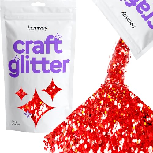 Hemway Craft Glitter 100g 3,5 Unzen Extra-Chunky 1/24" 0,040" 1MM (RED Holographic) von Hemway
