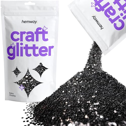 Hemway Schwarz Craft Glitter 100g 3,5 Unzen Extra-Chunky 1/24" 0,040" 1MM für Kunsthandwerk Tumblers Papier Glasdekorationen Verschönern von Hemway