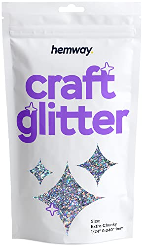 Hemway Craft Glitter 100g 3,5 Unzen Extra-Chunky 1/24" 0,040" 1MM (Silber Holographic) von Hemway